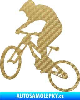 Samolepka Biker 002 levá 3D karbon zlatý