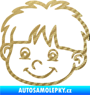 Samolepka Dítě v autě 036 levá chlapec hlavička 3D karbon zlatý