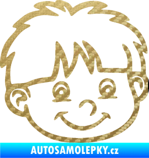 Samolepka Dítě v autě 036 pravá chlapec hlavička 3D karbon zlatý