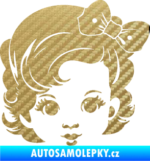 Samolepka Dítě v autě 110 pravá holčička s mašlí 3D karbon zlatý