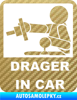 Samolepka Drager in car 004 3D karbon zlatý