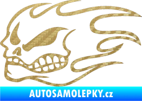 Samolepka Head - lebka - levá 3D karbon zlatý