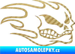 Samolepka Head - lebka- pravá 3D karbon zlatý