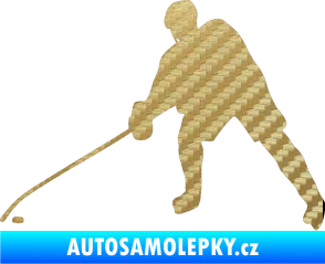 Samolepka Hokejista 002 levá 3D karbon zlatý