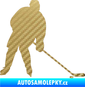 Samolepka Hokejista 005 pravá 3D karbon zlatý