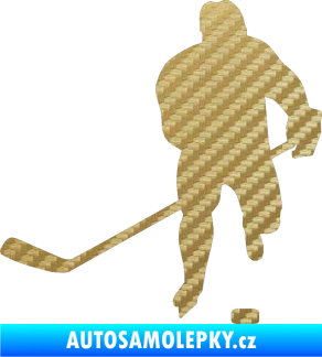 Samolepka Hokejista 008 levá 3D karbon zlatý