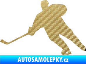 Samolepka Hokejista 014 levá 3D karbon zlatý