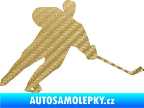 Samolepka Hokejista 014 pravá 3D karbon zlatý