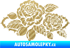 Samolepka Interiér 004 levá růže šípková 3D karbon zlatý