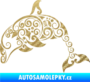 Samolepka Interiér 015 levá delfín 3D karbon zlatý