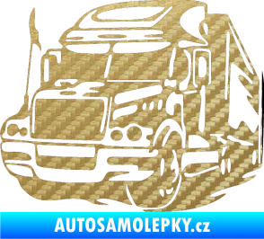 Samolepka Kamion 002 levá nákladní auto 3D karbon zlatý