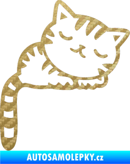 Samolepka Kočka 004 pravá 3D karbon zlatý