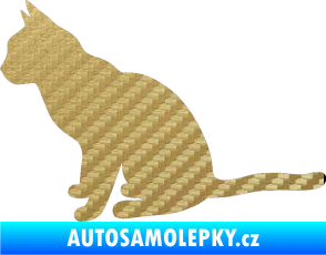 Samolepka Kočka 008 levá 3D karbon zlatý