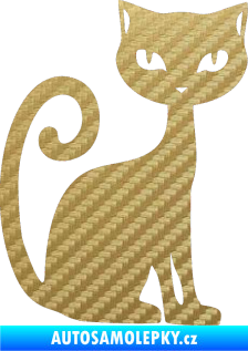 Samolepka Kočka 009 pravá 3D karbon zlatý