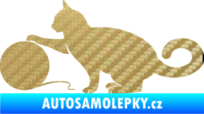 Samolepka Kočka 011 levá 3D karbon zlatý