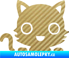Samolepka Kočka 014 levá kočka v autě 3D karbon zlatý
