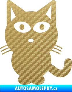 Samolepka Kočka 034 levá 3D karbon zlatý