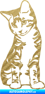 Samolepka Koťátko 006 levá 3D karbon zlatý