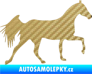Samolepka Kůň 001 pravá 3D karbon zlatý