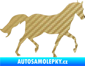 Samolepka Kůň 003 pravá 3D karbon zlatý