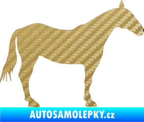 Samolepka Kůň 005 pravá 3D karbon zlatý