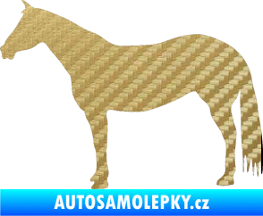 Samolepka Kůň 007 levá 3D karbon zlatý
