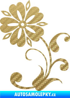 Samolepka Květina dekor 001 levá 3D karbon zlatý