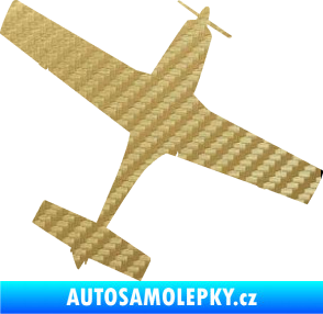 Samolepka Letadlo 003 pravá 3D karbon zlatý