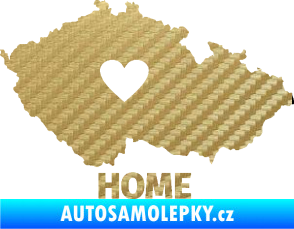 Samolepka Mapa České republiky 004 home 3D karbon zlatý