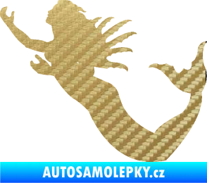 Samolepka Mořská panna levá siréna 3D karbon zlatý