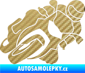 Samolepka Motorka 001 pravá silniční motorky 3D karbon zlatý