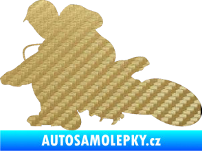 Samolepka Motorka 005 levá motokros 3D karbon zlatý