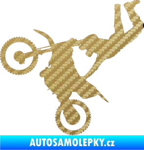 Samolepka Motorka 008 levá motokros freestyle 3D karbon zlatý