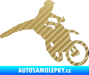 Samolepka Motorka 030 pravá motokros 3D karbon zlatý