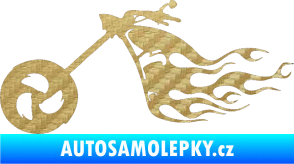 Samolepka Motorka 042 levá plameny 3D karbon zlatý