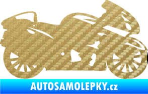 Samolepka Motorka 048 pravá silniční 3D karbon zlatý