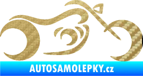 Samolepka Motorka 057 pravá obrys 3D karbon zlatý