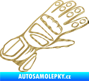Samolepka Motorkářské rukavice 002 pravá 3D karbon zlatý