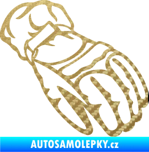 Samolepka Motorkářské rukavice 003 pravá 3D karbon zlatý