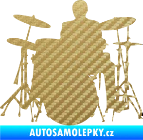Samolepka Music 009 levá hráč na bicí 3D karbon zlatý