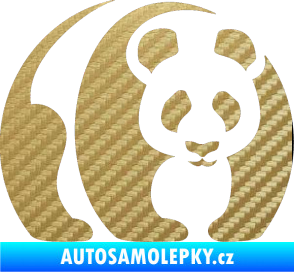Samolepka Panda 001 pravá 3D karbon zlatý