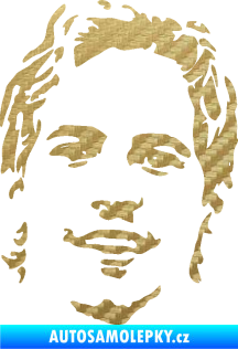 Samolepka Paul Walker 008 pravá obličej 3D karbon zlatý