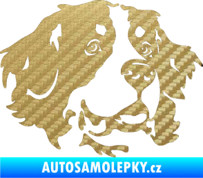 Samolepka Pes 131 pravá bernský salašnický pes 3D karbon zlatý