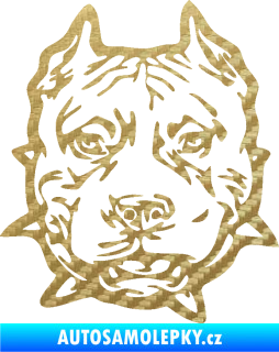 Samolepka Pitbull hlava 003 levá 3D karbon zlatý