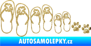Samolepka Rodina v autě botičky a tlapky 3D karbon zlatý