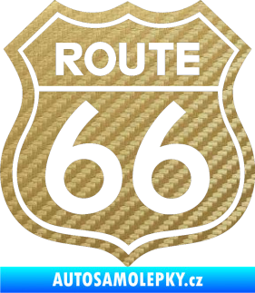 Samolepka Route 66 - jedna barva 3D karbon zlatý