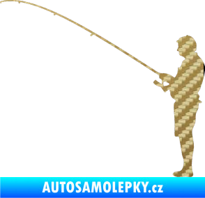 Samolepka Rybář 008 levá 3D karbon zlatý