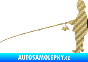 Samolepka Rybář 009 levá 3D karbon zlatý