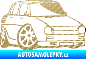 Samolepka Škoda 100 karikatura pravá 3D karbon zlatý