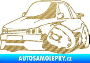 Samolepka Škoda 120 karikatura levá 3D karbon zlatý
